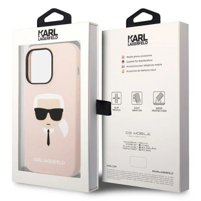 8. Karl Lagerfeld KLHMP14XSLKHLP iPhone 14 Pro Max 6.7 "hardcase light pink / light pink Silicone Karl`s Head Magsafe