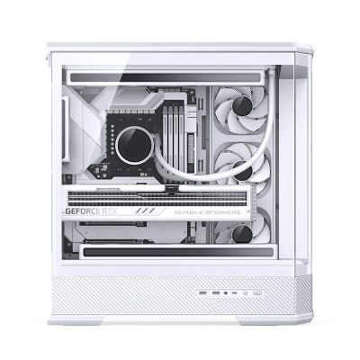 25. Jonsbo D400 PC Case, Midi Tower, ATX, Tempered Glass - White