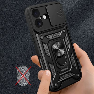 5. Hybrid Armor Camshield iPhone 17 Case with Stand and Camera Cover - Black