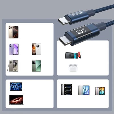 6. PD60W USB-C to USB-C Digital Display 1.2m Nylon Cable - blue