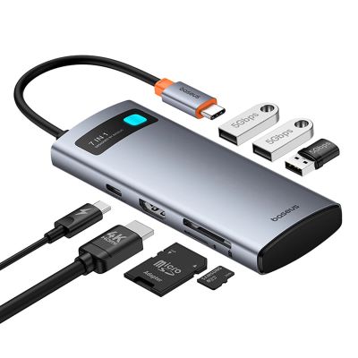 6. Baseus Metal Gleam 7in1 HDMI 4K 60Hz USB-C Hub / 3x USB 3.0 / USB-C PD / SD / microSD - Gray