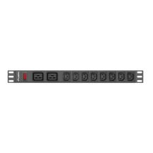 LANBERG 19" RACK POWER DISTRIBUTION UNIT PDU PDU-02I1908I-0200-C20-BK (1U, 16A, 2X C19, 8X IEC C13, 2M, C20 PLUG)