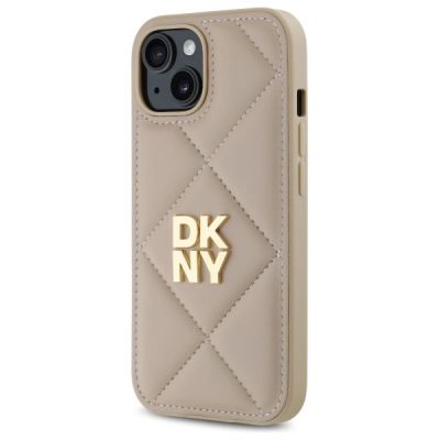 2. DKNY Quilted Stack Logo iPhone 15 Case - Beige