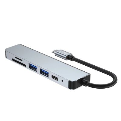 5. HUB Tech-Protect V4 6in1 USB-C - USB-A 3.0 / USB-A 2.0 / USB-C / HDMI / micro SD / TF / SD card reader - gray