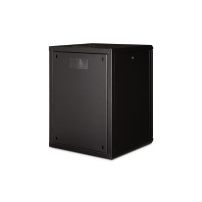 33. Unique 19" 16U wall-mounted network cabinet, 600x600, glass door, black, undivided, assembled, 100kg
