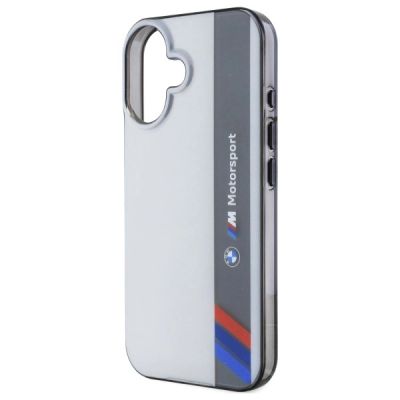 6. BMW Motosport IML Vertical Stripe iPhone 16 Plus Case - Gray