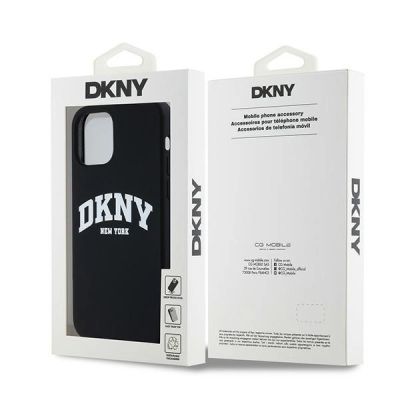 4. DKNY Liquid Silicone White Printed Logo MagSafe Case for iPhone 12/12 Pro - Black