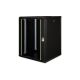 10. Unique 19" 16U wall-mounted network cabinet, 600x600, glass door, black, undivided, assembled, 100kg
