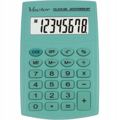 Vector KAV VC-210 GN Pocket Calculator, 8-digit, 64x98.5mm, light green