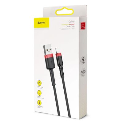 9. Baseus Cafule USB-A / Lightning 2A QC 3.0 cable 3 m - black and red