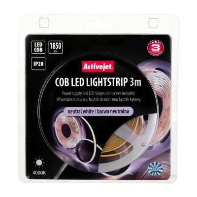 3m COB LED strip with power supply, neutral color, IP20