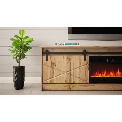 5. GRANERO TV cabinet + fireplace 200x56.7x35 Wotan oak