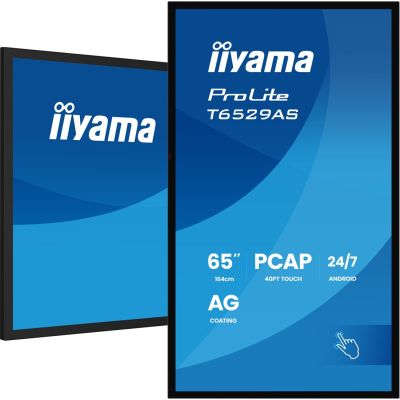 6. Interactive Display iiyama T6529AS-B1AG 65" All-In-One 3840x2160 4K UHD 4GB RAM 32GB Memory Android 14 2xHDMI+USB-C VESA 400x400