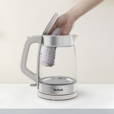 6. Tefal Glass Kettle KI605B30 Electric Kettle 1.7 L 2200 W Gray, Silver, Transparent
