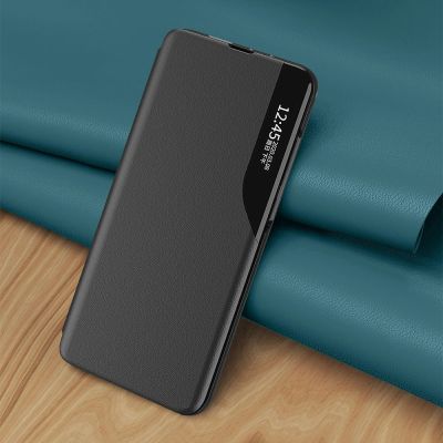 12. Eco Leather View Case Elegant Flip Cover with Stand Function Poco M4 Pro 5G Red