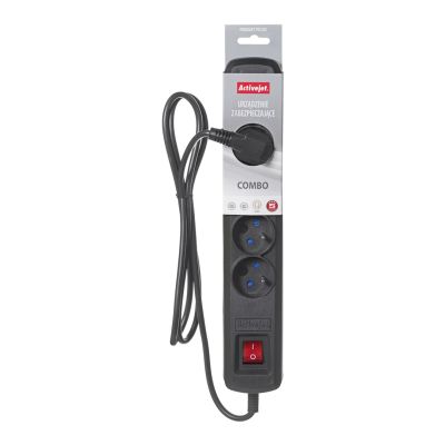 4. Activejet 5-pin/3-pin surge protector (10A; 2300W) 3-pin, black