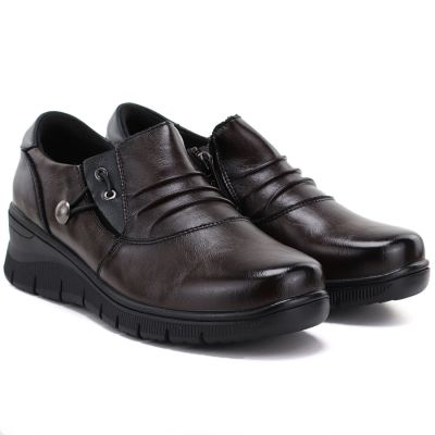 4. Women's brown leather wedge shoes Vinceza 133118