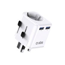 SBS universal travel adapter - EU 2xUSB-A - white