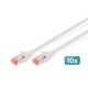 Patch cord RJ45-RJ45, cat.6, S/FTP, AWG 27/7, LSOH, 2m, white, 10pcs