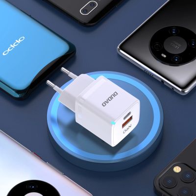 8. Wall charger GaN 33W PPS USB C/USB Dudao A13Pro - white