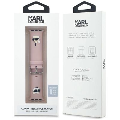 5. Karl Lagerfeld 3D Rubber Karl&Choupette Heads strap for Apple Watch 38/40/41mm - pink