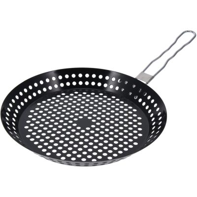 17. Grilling pan with foldable handle, non-stick, black