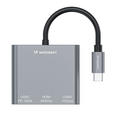 3. Hub Wozinsky WHCH-01 USB-C PD 100W HDMI 4K@30Hz USB-A 10Gbps - gray