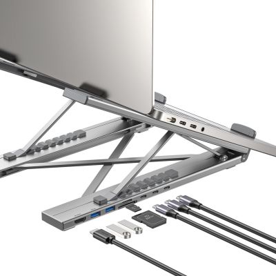 4. UNITEK ADJUSTABLE LAPTOP STAND + HUB USB-C/A, HDMI 2.0, PD 100W