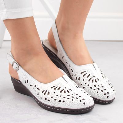3. Comfortable women's leather sandals with openwork white T.Sokolski L26-27