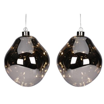 13. GLASS DROP MATRIX BALL 2 PCS LED 12 CM ANTHRACITE