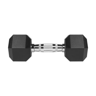 5. HEX 2x7 kg rubber-coated cast iron dumbbells REBEL ACTIVE