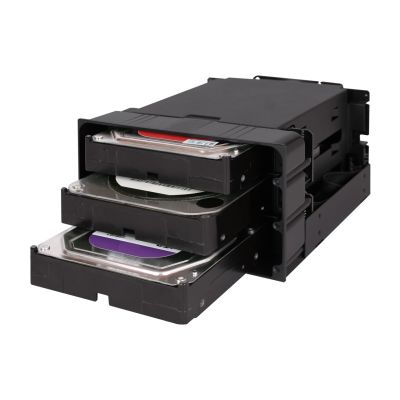 5. IcyDock 3x3.5" SATA in 2x5.25" bay backplace stage fan 80mm