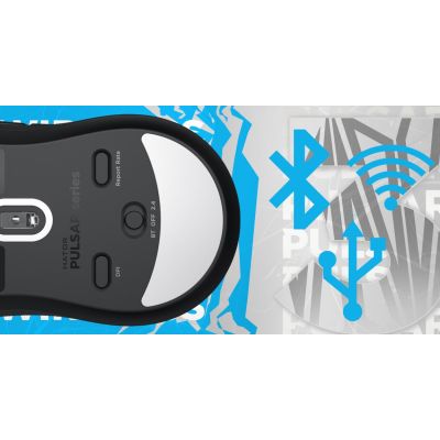 8. HATOR Pulsar 3 Wireless Gaming Mouse Ambidextrous RF Wireless + Bluetooth + USB Type-C Optical 12000 DPI