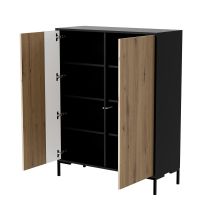 MERCI chest of drawers 100x40x129 black/artisan oak