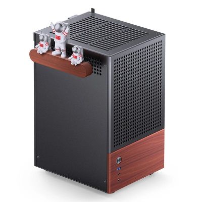 20. Jonsbo T6 Case, Mini-Tower, Mini-ITX, Tempered Glass, Wood - Black