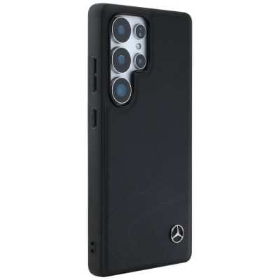 4. Mercedes Leather Horizontal Debossed Curves MagSafe Case for Samsung Galaxy S25 Ultra - Black