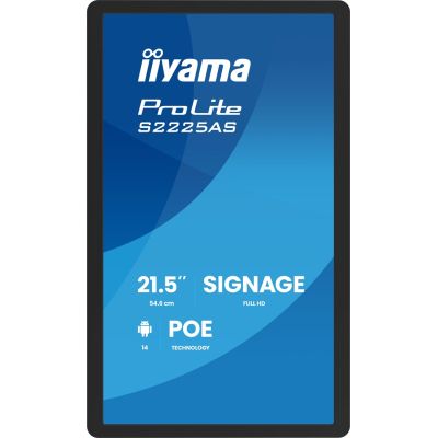 4. iiyama ProLite S2225AS-B1P Flat Panel Digital Signage 54.6 cm (21.5") LCD Wi-Fi 500 cd/m2 Full HD Black Built-in Processor Android 24/7