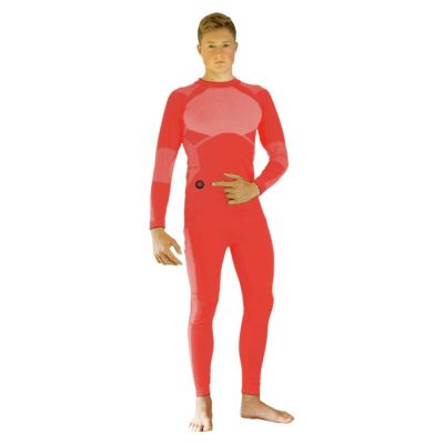 15. GLOVII HEATED THERMOACTIVE UNDERWEAR SET, SWEATSHIRT AND PANTS, SIZE M, ORANGE, BATTERIES AND CHARGER INCLUDED, GXRM