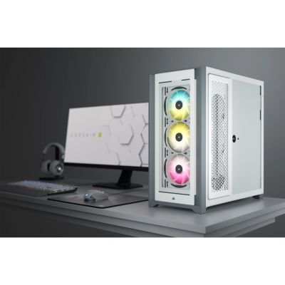 16. Corsair iCUE 5000X RGB Mid-Tower ATX Tempered Glass White case (CC-9011213-WW)