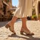 5. Beige Sergio Leone SK578-S women's leather block sandals