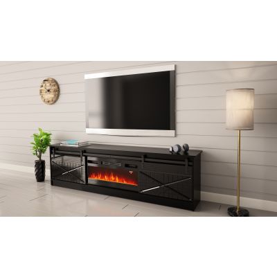 4. GRANERO TV cabinet + fireplace 200x56.7x35 black/black combination
