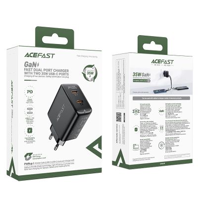 5. Fast charger GaN 35W PD 2x USB C Acefast A49 - black