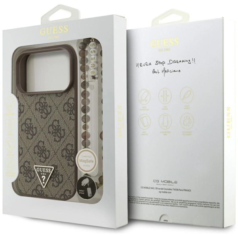 8. Guess 4G Strap Triangle Logo MagSafe case for iPhone 17 Pro - brown