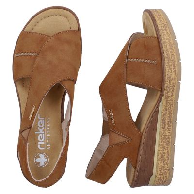 5. Comfortable women's wedge sandals, brown, Rieker 63782-24