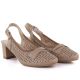 3. Women's openwork pumps with a strap, beige Jezzi ASA212-8