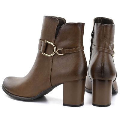 5. Women's insulated ankle boots with a block heel, brown M.Daszyński SA125-32