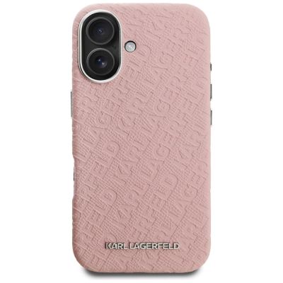 3. Karl Lagerfeld FW Stamped Karl MagSafe iPhone 16 Case - Pink