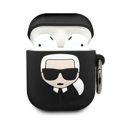 12. Karl Lagerfeld Silicone Ikonik Case for AirPods 1/2 - Black