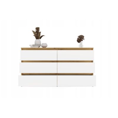 7. M6 MALWA CHEST OF DRAWERS 140 CM 6 DRAWERS ART/WHITE SET