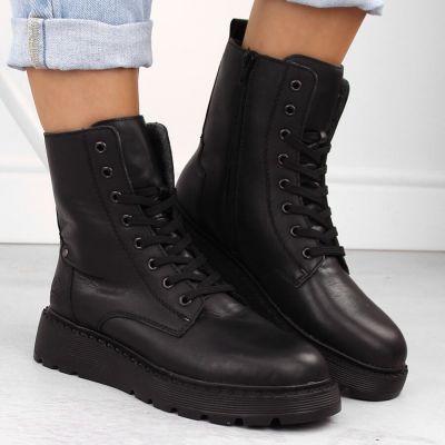 13. Women’s black lined leather ankle boots Rieker 70401-00
